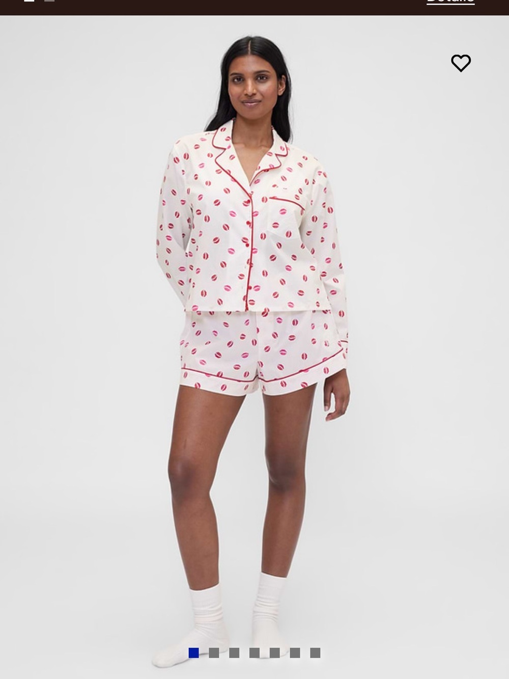 GAP Cream Pajama Set with Red Lip Print